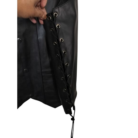 M659) Street & Steel 2nd Amendment Black Leather Motorcycle Vest Size 4XL.Nwot - Picture 4 of 9